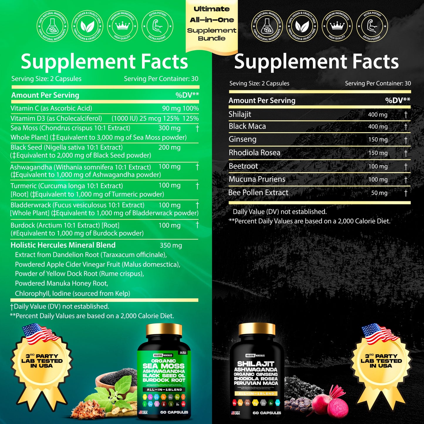 Holistic Hercules Shilajit Caps & Sea Moss Blend